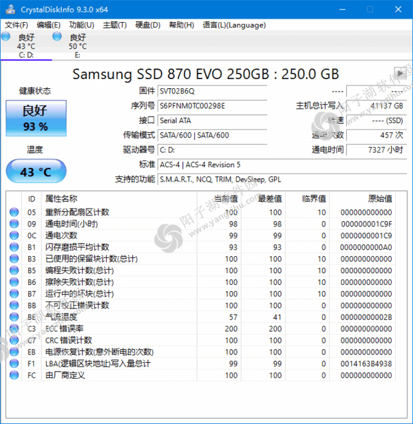CrystalDiskInfo(硬盘监控工具) v9.3.0 中文绿色版