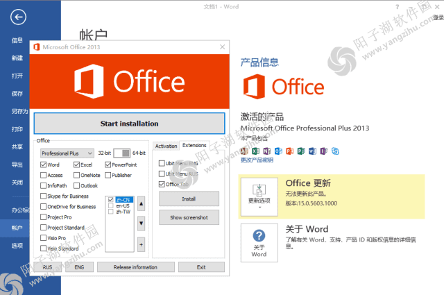 微软Office LTSC 2013(直装破解版)x64 v15.0.5603.1000 11月更新版