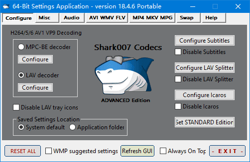 Shark007 Codecs(多媒体编解码器套件) v20.7.8 便携版